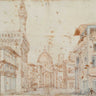 Firenze Perspective European canvas art print by Peruzzi Baldassare featuring a scenic city view in soft tones.