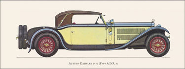 Vintage canvas art print of Austro-Daimler 1931 by Fantini Antonio, featuring detailed automotive illustration in a classic style.