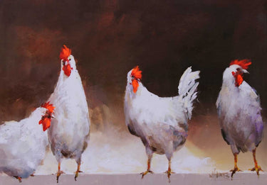 Chicken animal canvas art print by Haenraets Willem, featuring a detailed, colorful depiction of a chicken on textured canvas.