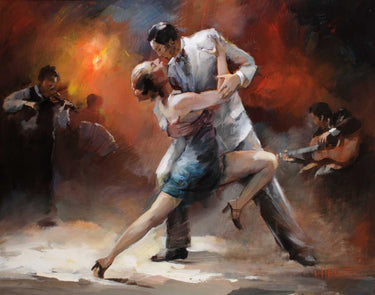 European canvas art print of Tango Argentino IV by Willem Haenraets, featuring vibrant dance scene with expressive figures.