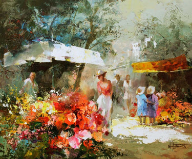 European canvas art print "Market Place II" by Haenraets Willem, featuring a detailed market scene on textured canvas.