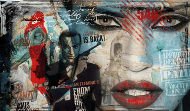 European canvas art print featuring James 007 design by Baker Micha, displayed on a wall in a stylish home setting.