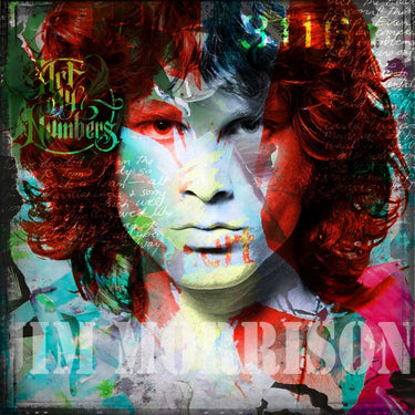 European canvas art print of Jim Morrison by Baker Micha, featuring bold portrait and vibrant colors, from Feeling at Home collection.