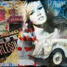 European canvas art print by Baker Micha, featuring abstract design, displayed on textured canvas with vibrant colors.