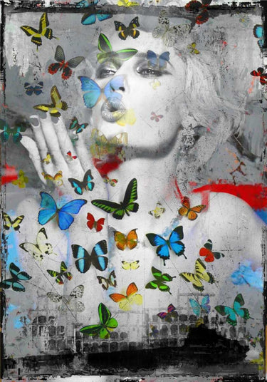 European butterfly canvas art print by Baker Micha, featuring a detailed and colorful butterfly design for home decor.