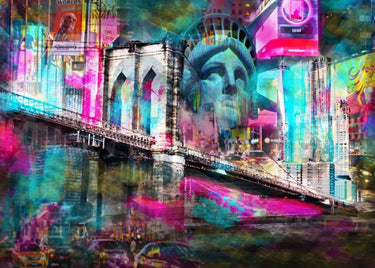 Colorful NY Liberty fashion canvas art print by de Haas Mascha, featuring vibrant design and detailed brushwork.