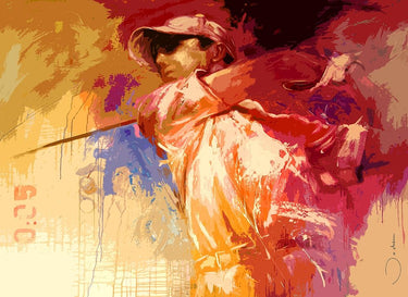 Golf games canvas art print by Bakker Hans Jochem featuring a vibrant, detailed scene of players on a golf course.