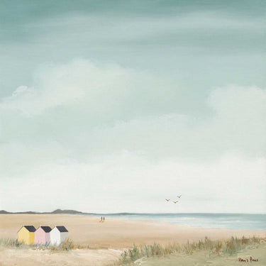 Coastal canvas art print "Sunny Morning III" by Feeling at Home, featuring a serene seaside scene with soft morning light.