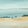 Coastal canvas art print featuring a sunrise scene by Paus Hans, titled Day Break II, in a soothing ocean-inspired design.
