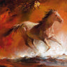 Wild horses canvas art print by Haenraets Willem featuring a dynamic scene of wild horses in motion, suitable for home decor.