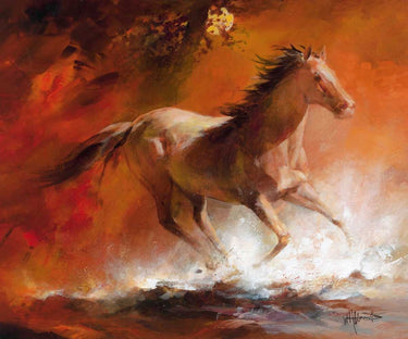Wild horses canvas art print by Haenraets Willem featuring a dynamic scene of wild horses in motion, suitable for home decor.