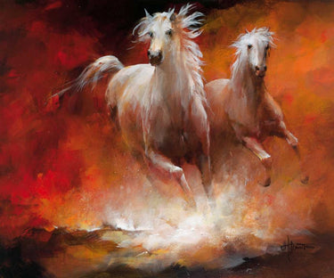 Wild Horses II canvas art print by Haenraets Willem, featuring a detailed depiction of wild horses in natural surroundings.