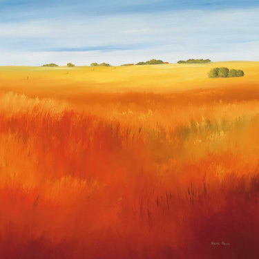 Red field European canvas art print by Paus Hans, featuring vibrant red and natural landscape details, created by Feeling at Home.