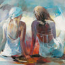 European canvas art print by Haenraets Willem featuring two girl friends, in a warm, artistic scene for Feeling at Home collection.