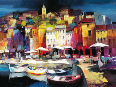 Coastal canvas art print of Seaport Town II by Haenraets Willem, featuring a scenic harbor scene in soft, artistic tones.