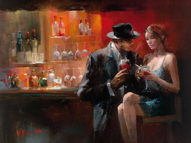 European canvas art print titled "Evening in the Bar" by Haenraets Willem, depicting a cozy bar scene on canvas.