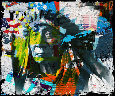 Indian Power II inspirational canvas art print by Bakker Hans Jochem, featuring vibrant colors and detailed design on canvas.
