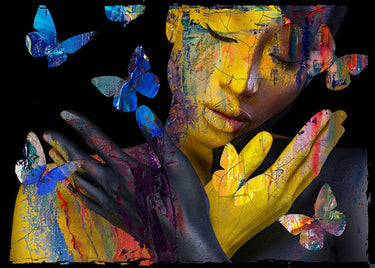Blue butterfly II European canvas art print by Baker Micha featuring vibrant butterfly design on textured canvas artwork.