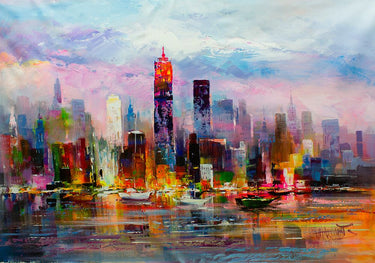 Cityscape canvas art print by Haenraets Willem, featuring vibrant urban scene in a feeling-at-home style.