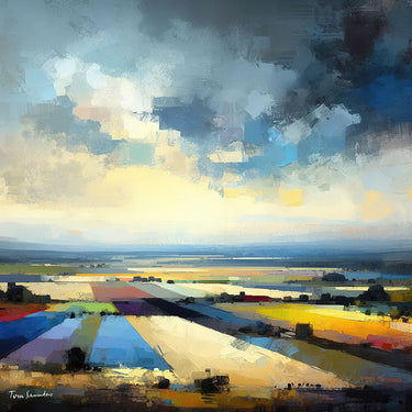 Full color European canvas art print by Saunders Tom, displayed on wall with vibrant, detailed artwork in a modern home setting.