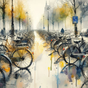 Canvas Art Print Bikes in Amsterdam Photography subject by Oakley Lucie Fine Art Print quality
