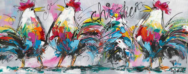 Feeling at Home Discussions Animals canvas art print featuring colorful animal illustrations and vibrant design by Fiore Art.