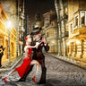 Feeling at Home Tango in Street Humor canvas art print by Alvez A. Perez featuring vibrant street dance scene.