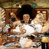 Feeling at Home art print featuring The Barbers Shop fashion canvas artwork by Alvez A. - Perez, showcasing stylish barber scene.