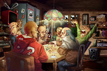 Poker humor canvas art print by Feeling at Home featuring a humorous poker scene on a decorative wall art piece.