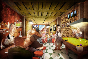 Feeling at Home Nine Ball Humor canvas art print by Alvez A. Perez featuring colorful nine ball design on textured canvas.
