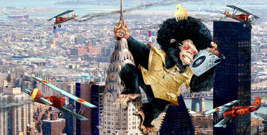 Humor-themed King Kong canvas art print by Alvez A. Perez, featuring vibrant colors and detailed illustration, suitable for home decor.
