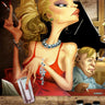 Girl Jam Session humor canvas art print by Alvez A. Perez, featuring vibrant musical-themed artwork for home decor.