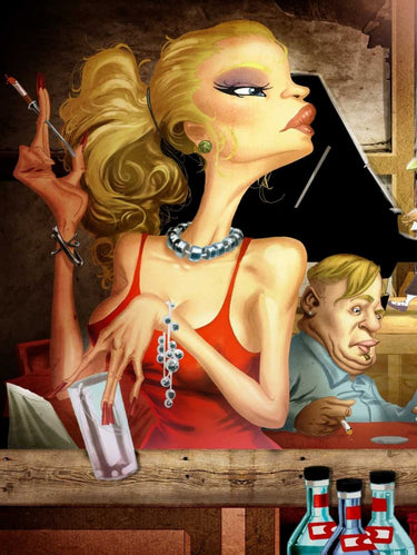 Girl Jam Session humor canvas art print by Alvez A. Perez, featuring vibrant musical-themed artwork for home decor.