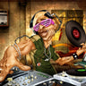 Humor-themed canvas art print by Alvez A. Perez featuring DJ Frank, suitable for home decor, from Feeling at Home brand.