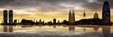 Feeling at Home Skyline Barcelona 05 Places canvas art print by Ferriz Jose, featuring a colorful cityscape design.