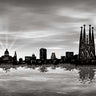 Skyline Barcelona 04 Places canvas art print by Ferriz Jose depicting cityscape scenes, framed artwork on neutral background.