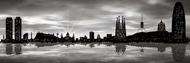 Skyline Barcelona 04 Places canvas art print by Ferriz Jose depicting cityscape scenes, framed artwork on neutral background.