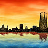 Skyline Barcelona 03 Places canvas art print by Ferriz Jose, featuring cityscape artwork in a modern, vibrant style.