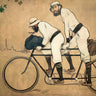European canvas art print featuring Ramon Casas and Pere Romeu on a tandem bicycle, by Feeling at Home.