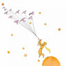 Children's art print of The Little Prince on canvas by Feeling at Home, featuring a whimsical illustration inspired by Antoine de Saint-Exupéry.