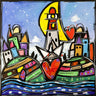 Art Print on canvas Il cuore al centro by Wallas Landscape Post-Impressionism artwork