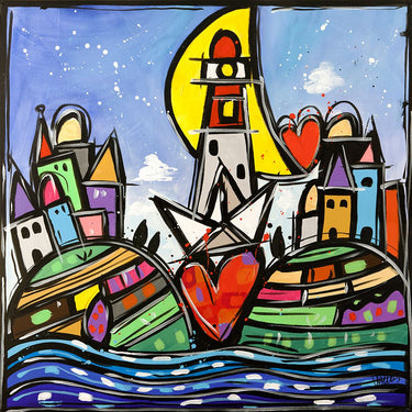 Art Print on canvas Il cuore al centro by Wallas Landscape Post-Impressionism artwork