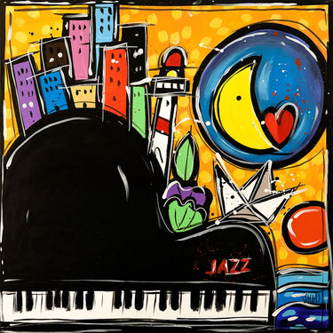 Art Print on canvas La vita e come il jazz by Wallas Landscape Post-Impressionism artwork