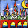 Art Print on canvas Ponte rosso by Wallas Landscape Post-Impressionism artwork