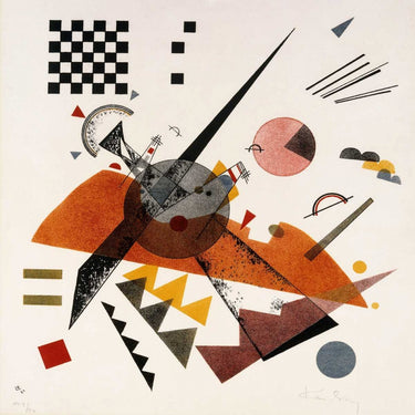 Orange abstract canvas art print by Kandinsky Wassily, featuring vibrant shapes and bold colors for modern wall decor.
