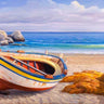 Mediterranean coastal canvas art print by Galasso Adriano, vibrant scene capturing seaside landscape, by Feeling at Home.