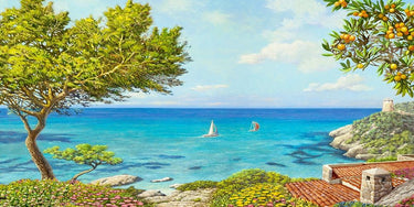 Coastal canvas art print by Del Missier Andrea featuring a serene seaside scene, perfect for enhancing home decor.
