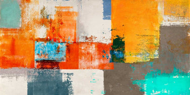 Abstract Barcelona canvas art print by Aprile Alessio, featuring vibrant colors and modern design for contemporary home decor.