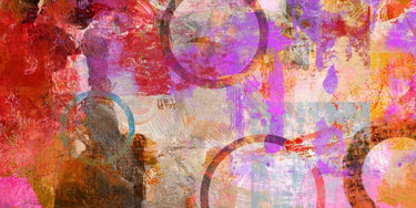 Abstract circle circus canvas art print by King Amber, vibrant and colorful wall decor from Feeling at Home.