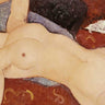 Reclining nude figurative canvas art print by Modigliani Amedeo, depicting a reclining female figure in a modern art style.